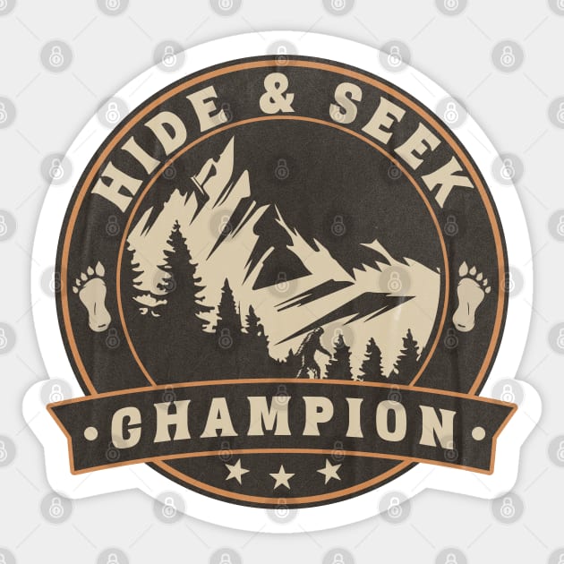 Retro Bigfoot Hide and Seek Champion Funny Bigfoot Sasquatch Sticker by Yesteeyear